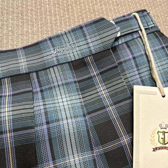 Japanese Kyouto plaid pleated anime school girl skirt blue teal purple and black - Picture 3 of 7
